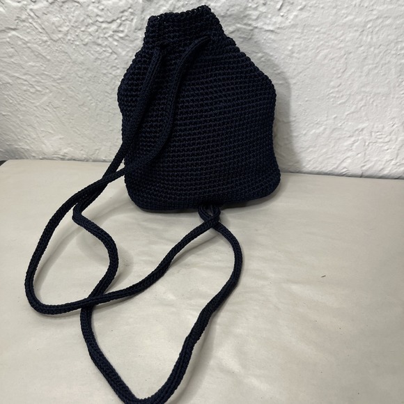 The Sak - women's backpack maroon crocheted drawstring purse bag Navy Blue - Picture 2 of 7